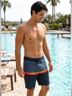 BURNSIDE, Swimming Trunks/Shorts in Charcoal grey with accent stripe Size 36
